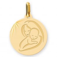 Médaille vierge à l'enfant moderne (Or Jaune 9k)