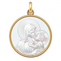 Médaille Vierge à l'enfant (Or & Nacre)