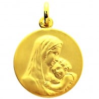 Médaille Vierge à l'Enfant 17mm (or jaune 9k)