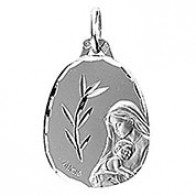 Médaille Vierge au rameau (Or Blanc)