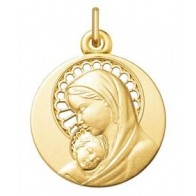 Médaille Vierge Marie et l'Enfant auréole ajourée (Or Jaune)