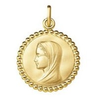 Médaille Vierge bord perlé (Or jaune)