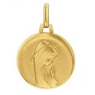 Médaille Vierge en prière auréolée 18mm (Or Jaune 9K)
