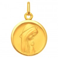 Médaille Vierge en prière auréolée (Or Jaune)