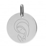 Médaille Vierge en prière (Or Blanc 9K)