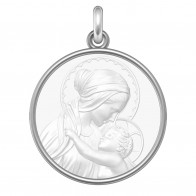Médaille Vierge à l'Enfant Amour Maternel (Argent & Nacre)