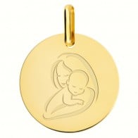 Médaille Vierge à l'Enfant moderne (or jaune 9K)