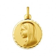 Médaille Vierge au voile ciselée (Or Jaune)