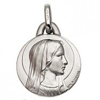 Médaille Vierge Marie auréolée (Or Blanc)