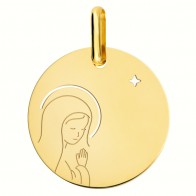 Médaille Vierge en prière à l'étoile (Or Jaune 18K)