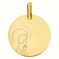 Médaille Vierge en prière à l'étoile (Or Jaune 9K)