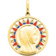 Médaille Vierge Soleil laqué (Or Jaune)
