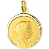 Médaille Vierge au voile bords polis (Or Jaune)