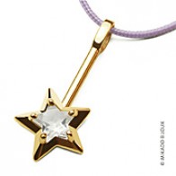 Pendentif Abracadabra cristal de roche (Or Jaune)