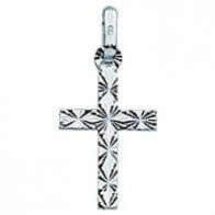 Pendentif Croix Diamantée Double Face (Or Blanc)