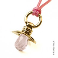 Pendentif tétine Dummy quartz rose (Or Jaune)