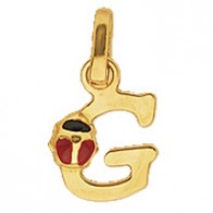 Pendentif Lettre G Coccinelle Rouge et Noire (Or Jaune)