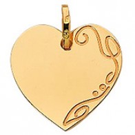 Pendentif Plaque coeur avec Arabesque (Or Jaune)