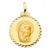 Médaille Vierge Marie ciselée profil droit (Or Jaune)