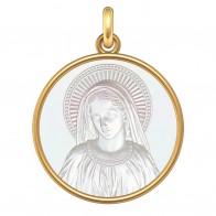 Médaille Madone Antique (Or & Nacre)