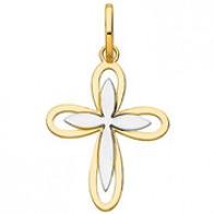 Croix moderne bicolore (Or 18 carats)