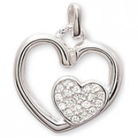 Pendentif Double Coeur Empierré (argent)