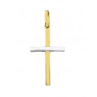 Pendentif Croix 2 Ors (Or jaune et Or blanc)