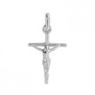 Croix et Christ Fil Rond (Or Blanc)