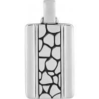 Pendentif rectangle écailles noires (argent)