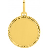 Médaille Ronde bord Perlé (Or Jaune 9K)