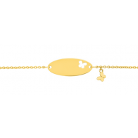 Gourmette bébé ovale papillon maille forçat (Or jaune)