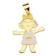 Pendentif Fille Bicolore (Or jaune & Or Blanc)