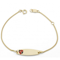 Gourmette bébé Coccinelle laquée (Or jaune)