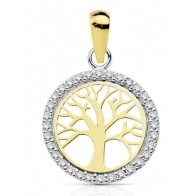 Pendentif Arbre de vie bicolore (Or jaune & Blanc)