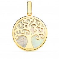 Médaille Arbre de Vie ronde (Or & Nacre)