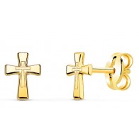 Boucles d'oreilles double Croix (or jaune)