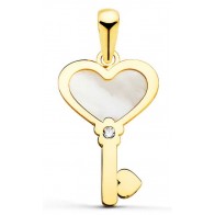 Pendentif Clé Nacre (Or jaune)