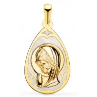 Médaille Vierge en prière Nacre goutte (Or Jaune)