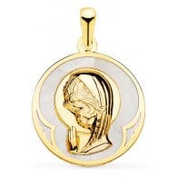 Médaille Vierge en prière Nacre (Or Jaune)