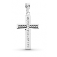 Croix oxydes bordurée (Or Blanc 9K)