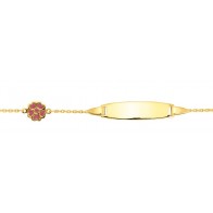 Gourmette bébé fleur rose (Or jaune 9k)