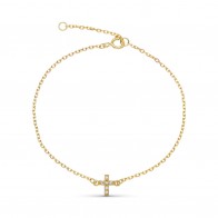 Bracelet  Croix diamants (Or Jaune 9K)