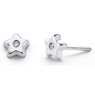 Boucles d'oreilles étoile diamant (or blanc 9K)