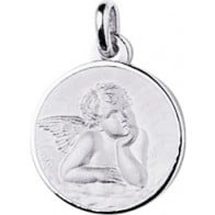 Médaille Ange Raphaël cerclée (Or blanc)