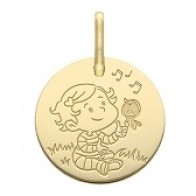Médaille la Fée Galipette - le bébé et l'oiseau (Or Jaune 9K)