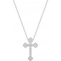 Collier Croix Diamants (Or Blanc)