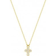 Collier Croix Oxydes (Or Jaune 9K)