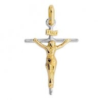 Croix Christ Bicolore (Or Jaune & Blanc)