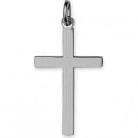 Pendentif Croix Fil plat (Or blanc)