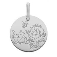 Médaille la Fée Galipette - le garçon et le chat (Or Blanc 9K)